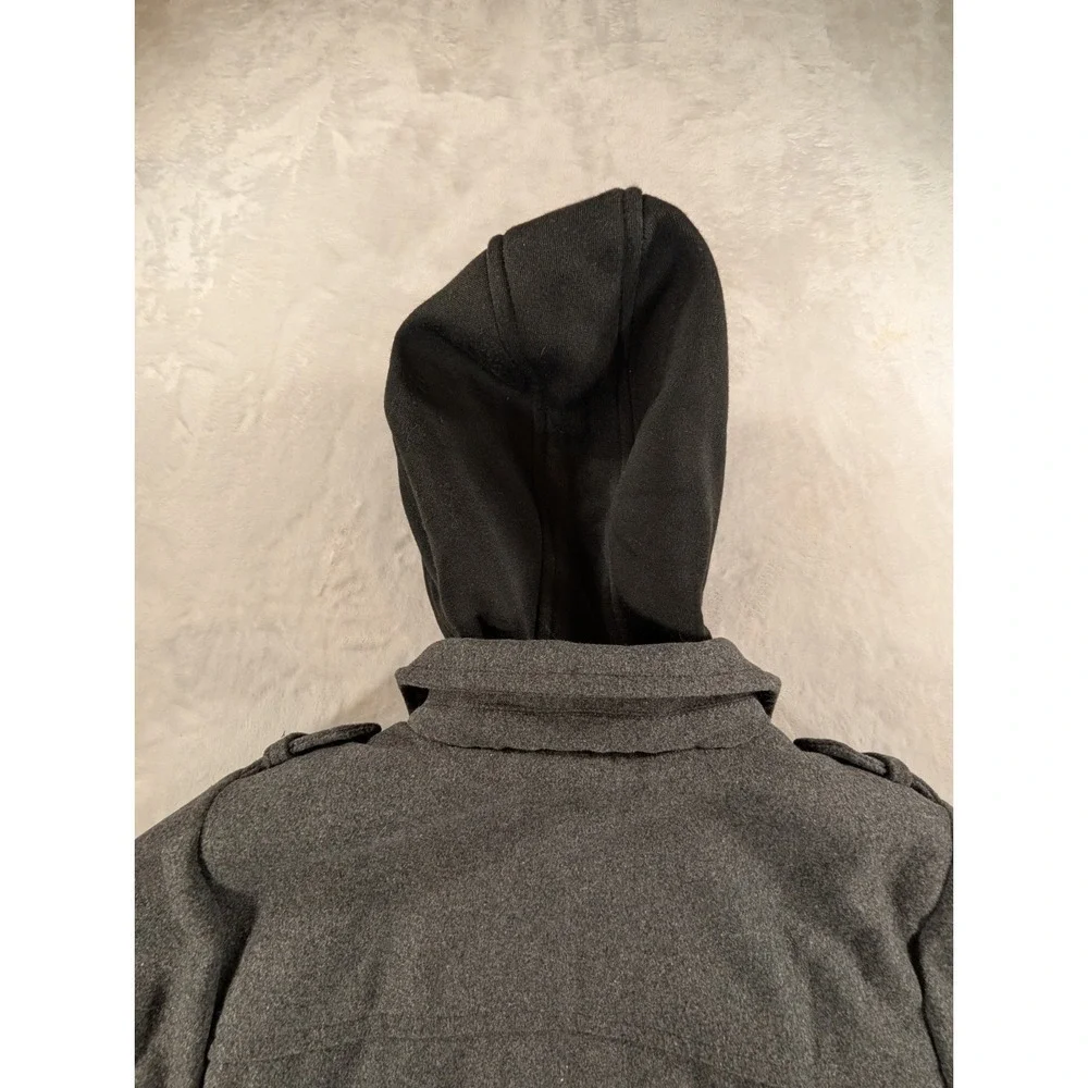 Extreme Outfitters Boys 5/6 Gray Hooded Military Field Jacket Coat ZipWool Blnd